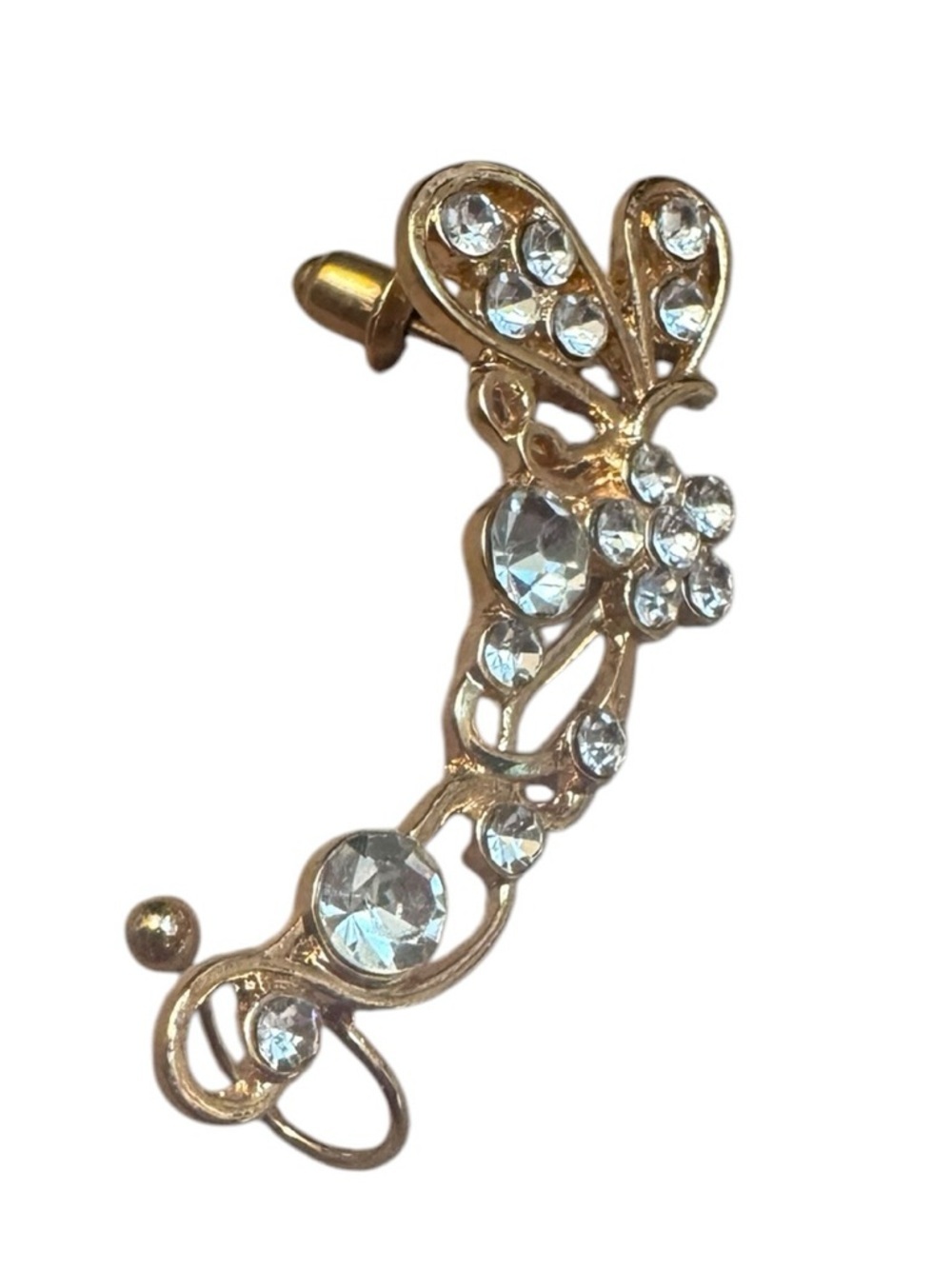 NEW! Crystal Leaf Butterfly Flower Ear Cuff Gold